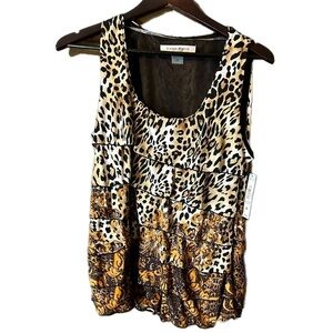 Bianca Nygard Women’s Cheetah Paisley Leopard Animal Print Tank Top Size M NWT